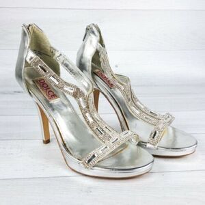 Jewel Pump Dolce by Mojo Moxy Silver Pump Sandal Gemstone Studs Shoes Size 8.5M